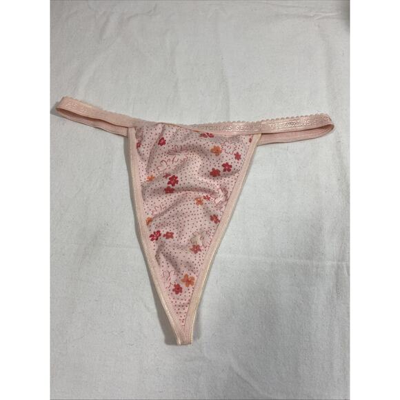 Victoria's Secret Signature Band 100%Cotton String Thong Pink Large Vintage NWT - Picture 1 of 5